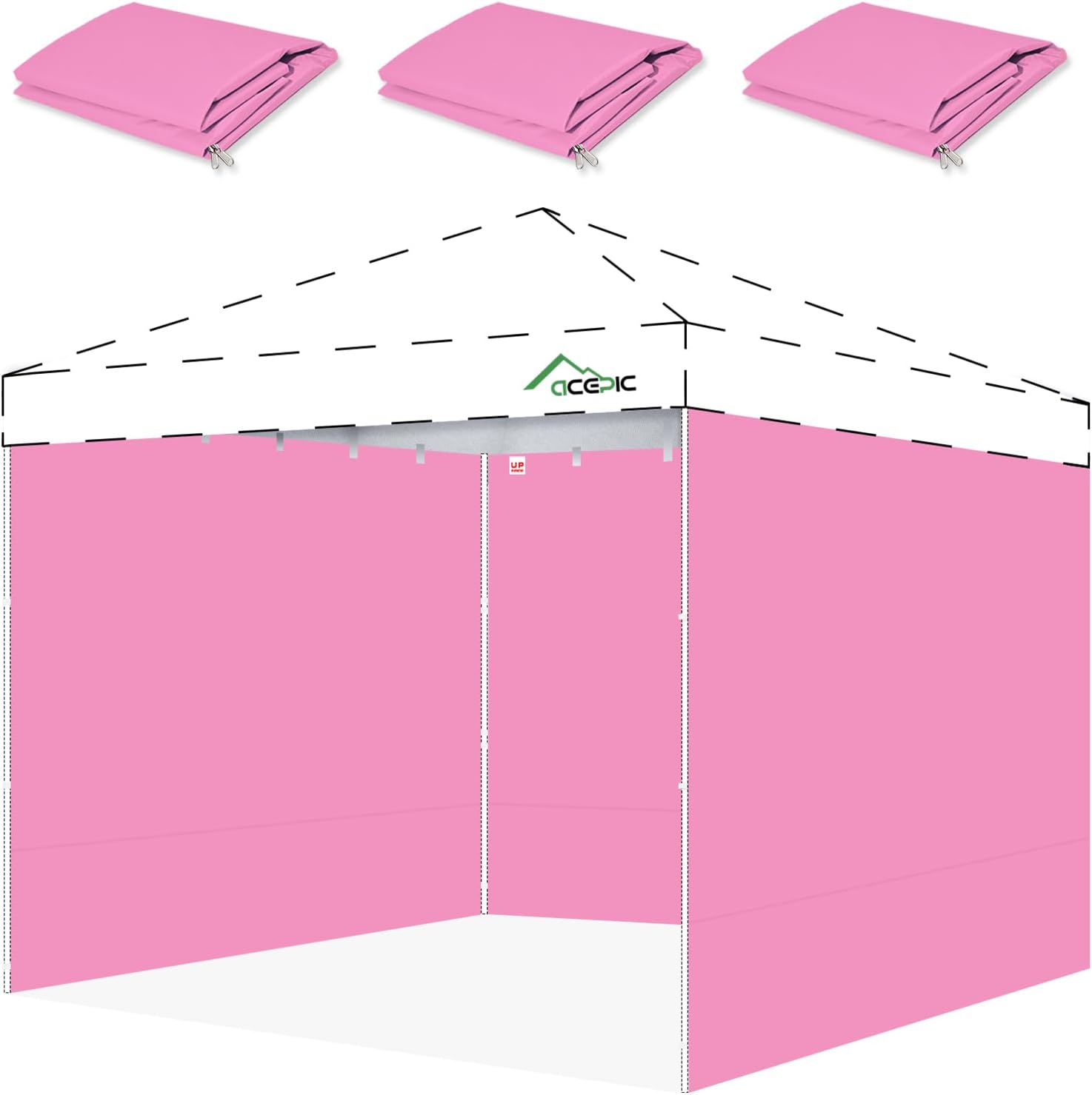 Detalle de Acepic AC-SW3-Vintage Pink 10x10 Canopy Sidewalls, Waterproof Polyester