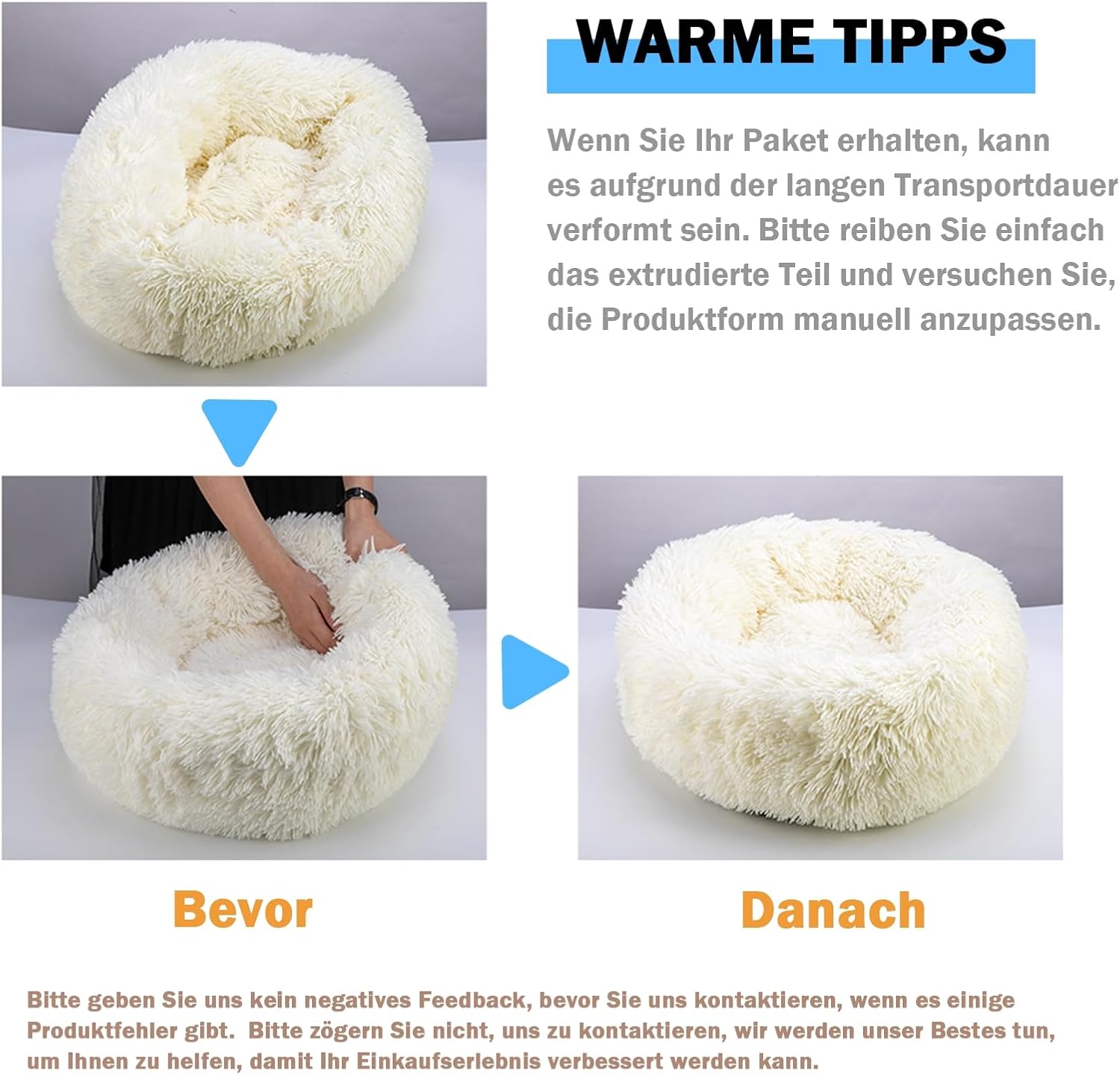 Thumbnail 5 de Nepfaivy Katzenbett Hundebett Flauschig Rund (Donut) – M, hellgrau, waschbar