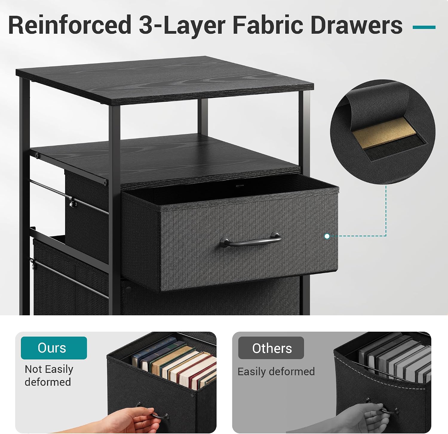 Thumbnail 4 de DEVAISE Mobile File Cabinet with Fabric Drawers