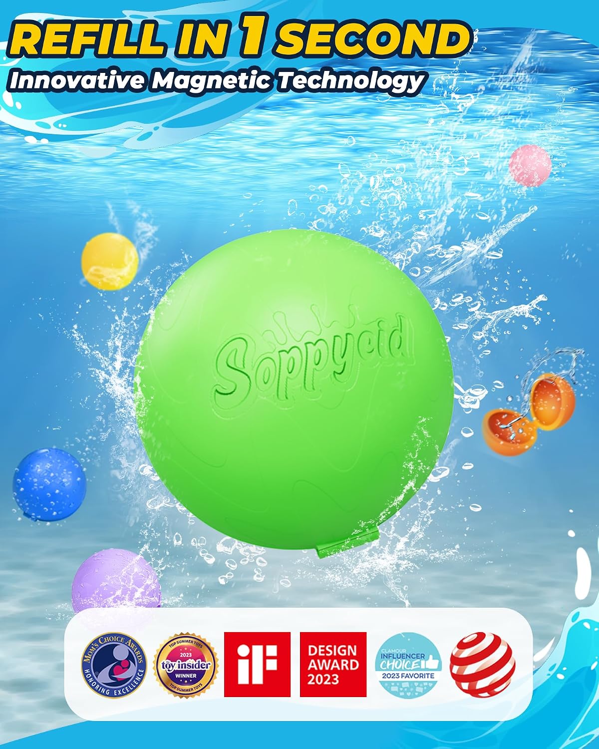 Detalle de Reusable Water Balloons: 16-Pack Silicone, Self-Sealing & Quick Fill for Outdoor Water Games
