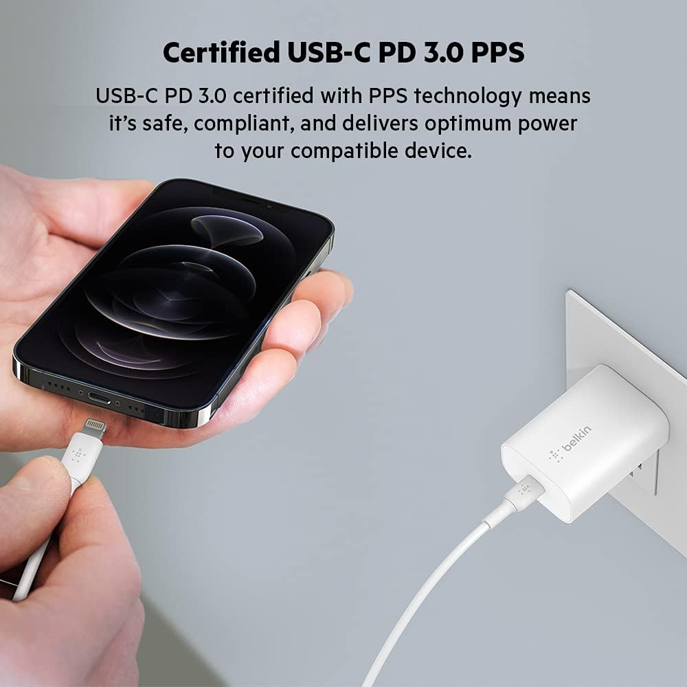 Detalle de Belkin BoostCharge 25W Wall Charger with PPS (USB-C Power Delivery) – White