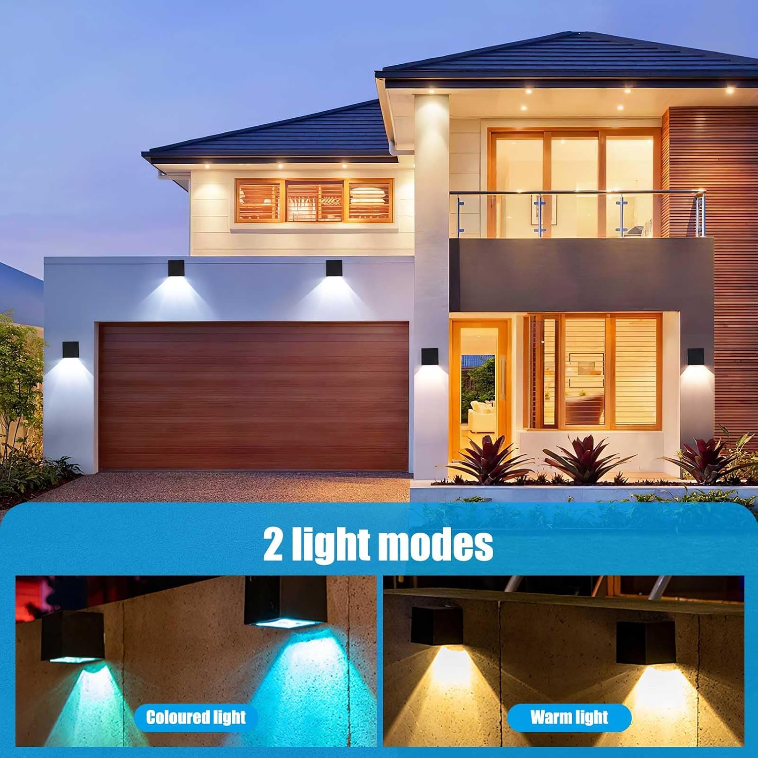 Detalle de Solar Wandleuchte Außen – 2er-Set mit Warmweiß & RGB, IP65
