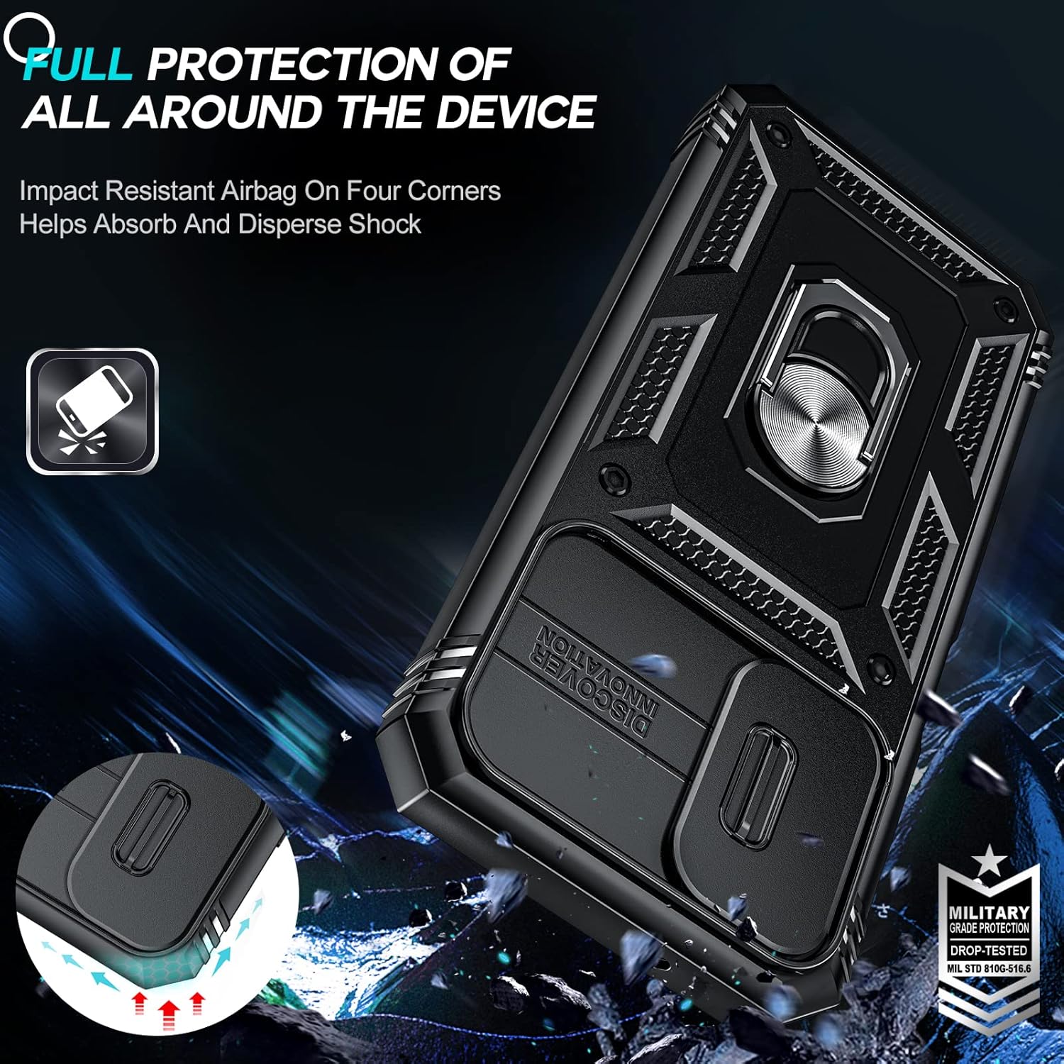 Thumbnail 4 de LeYi for Samsung Galaxy A14 Case with Camera Slider, 360° Armour + 2-Pack Tempered Glass Screen Protectors