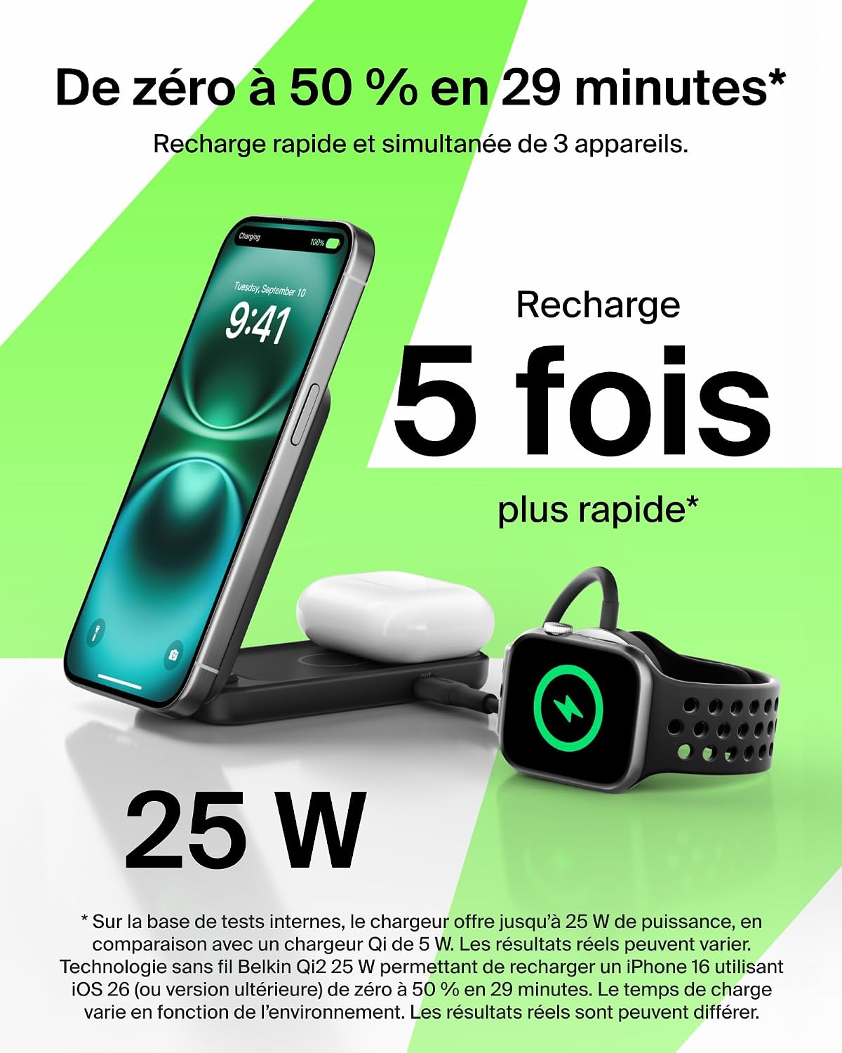 Thumbnail 1 de Belkin UltraCharge Qi2 25W Station 2 en 1