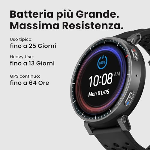 Detalle de Amazfit Active Max 48mm: smartwatch con AMOLED 1,5'', mappe offline e NFC