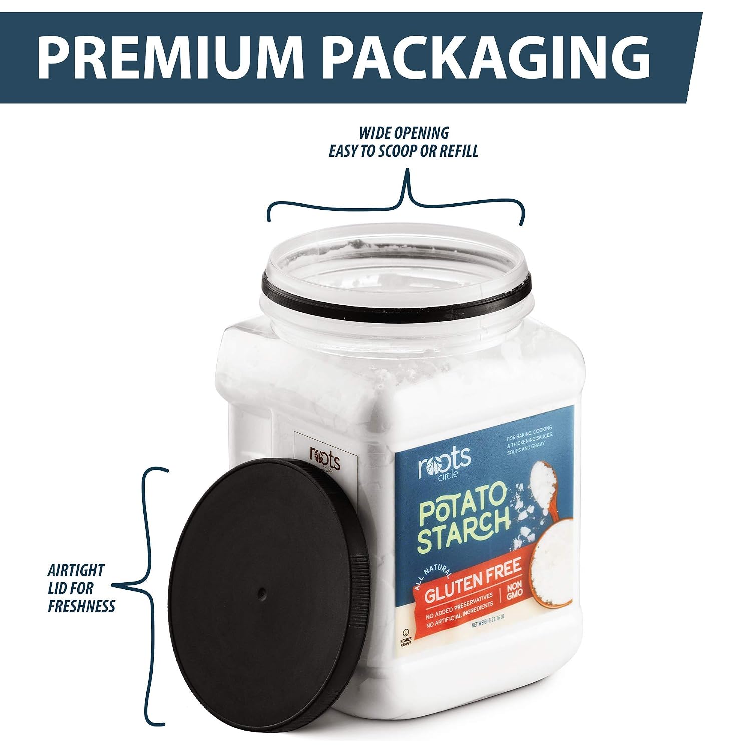 Thumbnail 6 de Roots Circle Gluten-Free Potato Starch, 21 oz Jar for Sauces and Baking