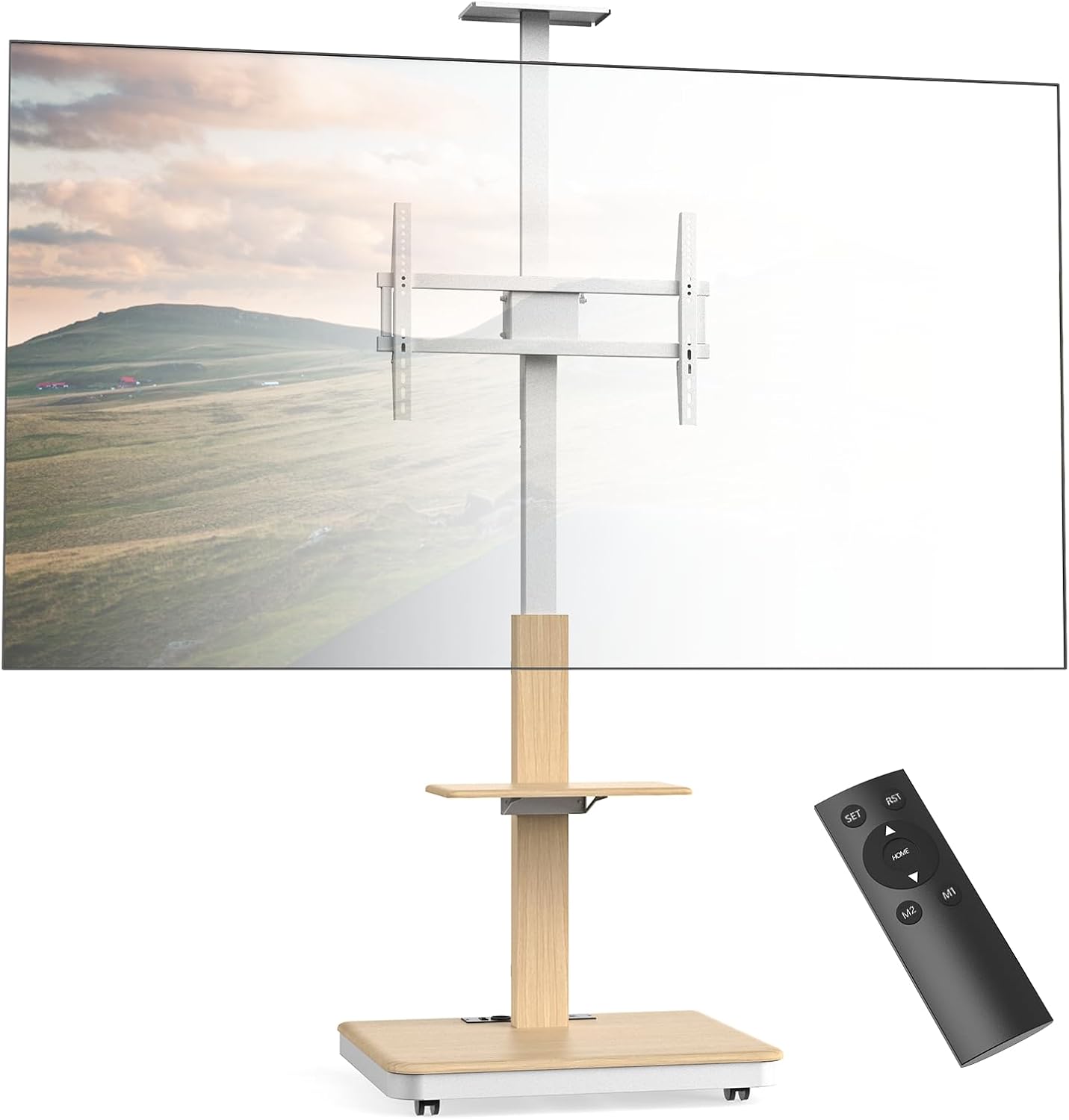 Thumbnail 1 de XTRARM Elite Support TV mobile réglable en hauteur (40 à 86 pouces, jusqu’à 60 kg) avec étagères et multiprise