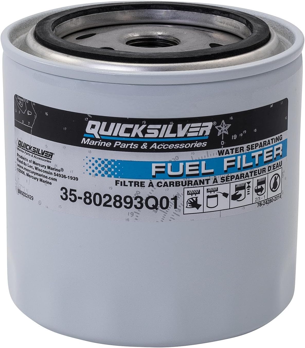 Quicksilver 802893Q01 Water Separating Fuel Filter for Mercury/Mariner & MerCruiser Engines
