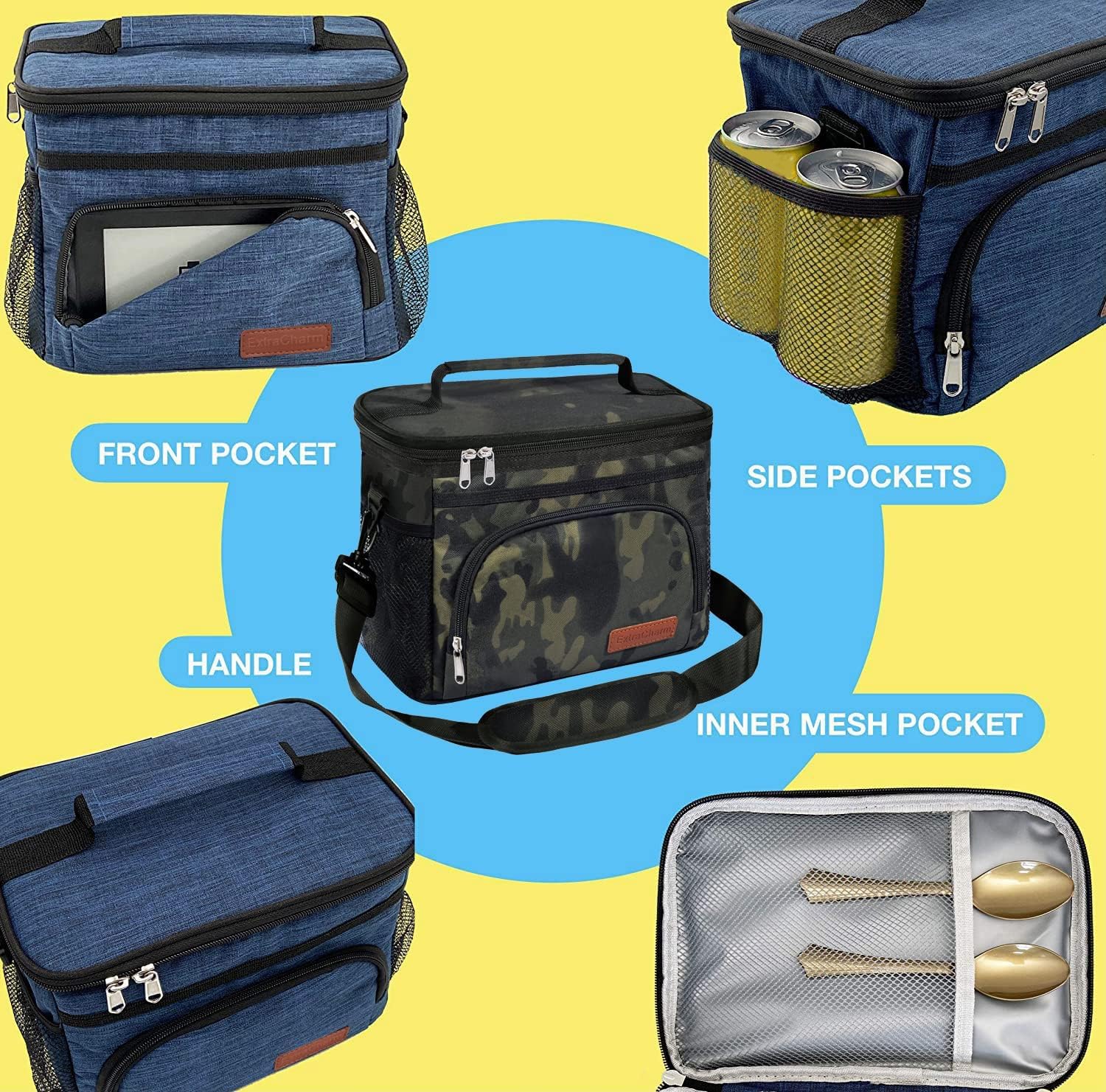Detalle 2 de ExtraCharm Insulated Lunch Bag 300D Oxford Cloth