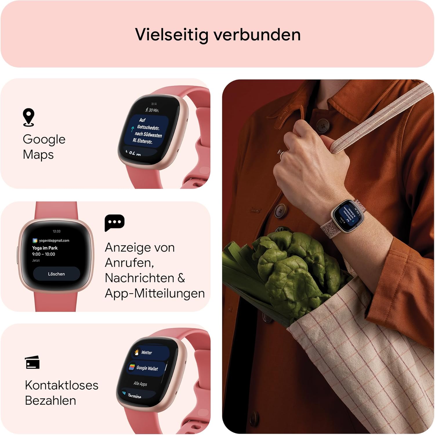 Thumbnail 3 de Google Fitbit Versa 4 Smartwatch 6 Tage