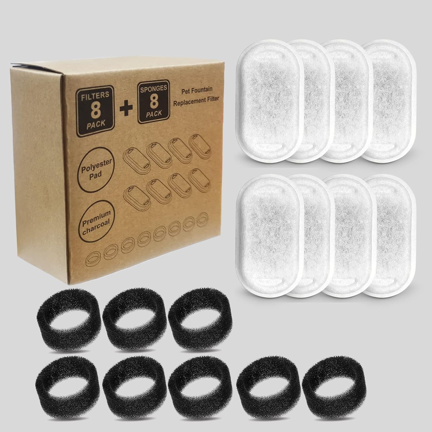 Thumbnail 6 de Cirfifth 8 Filters with 8 Sponges Cat Fountain Replacement Filters