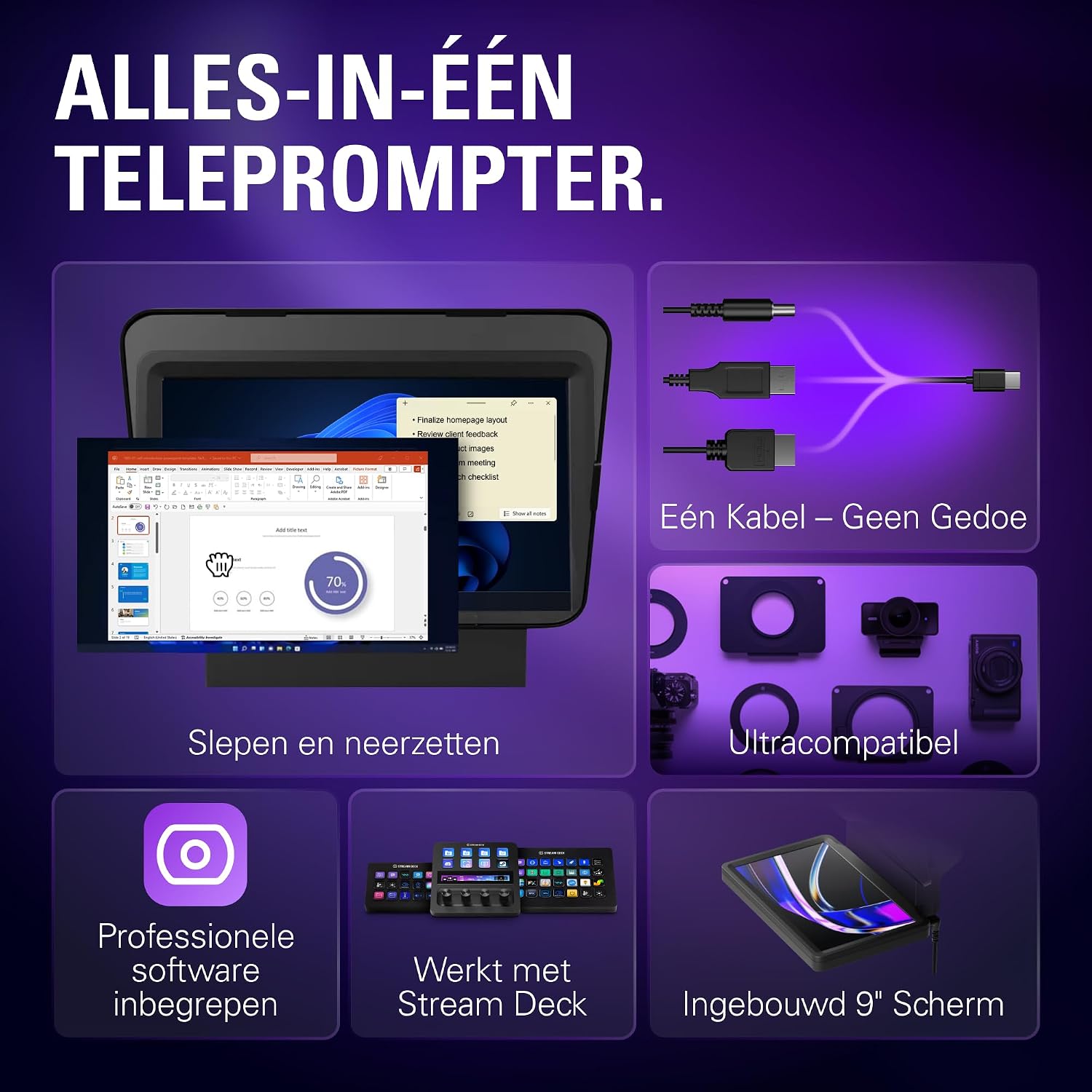 Detalle 2 de Elgato Prompter teleprompter met 9-inch scherm, USB-C en Camera Hub