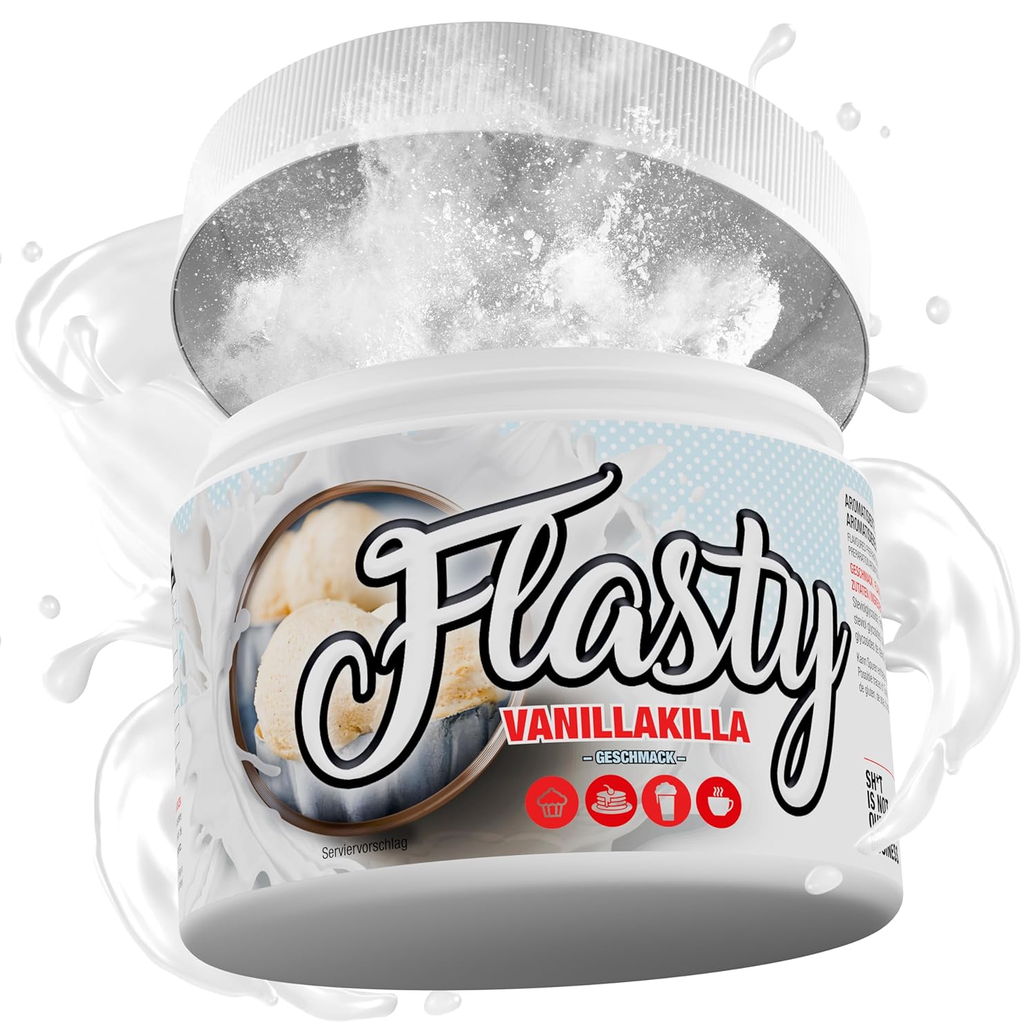 Detalle 2 de sinob Flasty Geschmackspulver Vanille – kalorienarm, glutenfrei und vegan