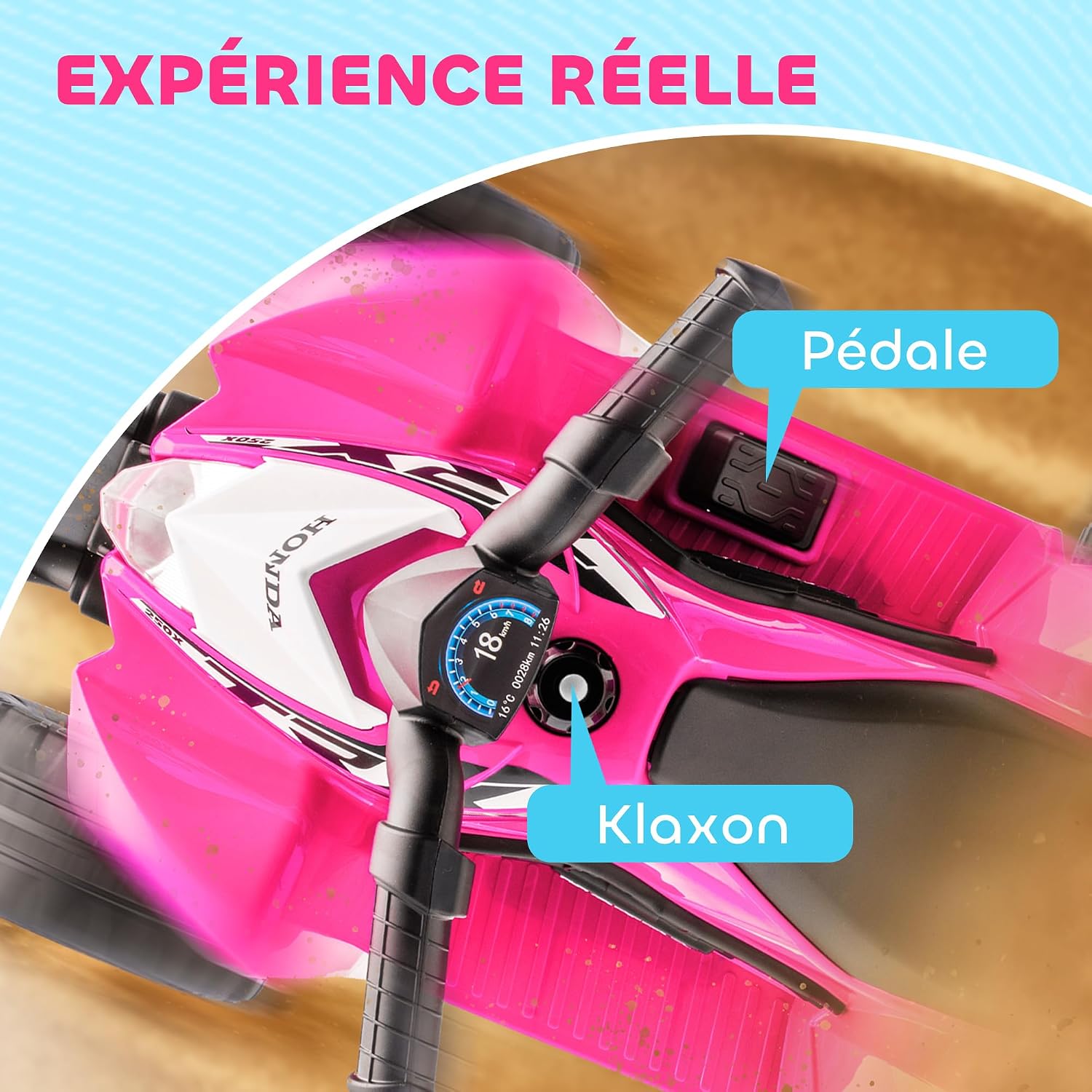 Detalle de AIYAPLAY Quad électrique Enfant 6 V Honda sous Licence — 4x4 sûr et réaliste pour les tout-petits