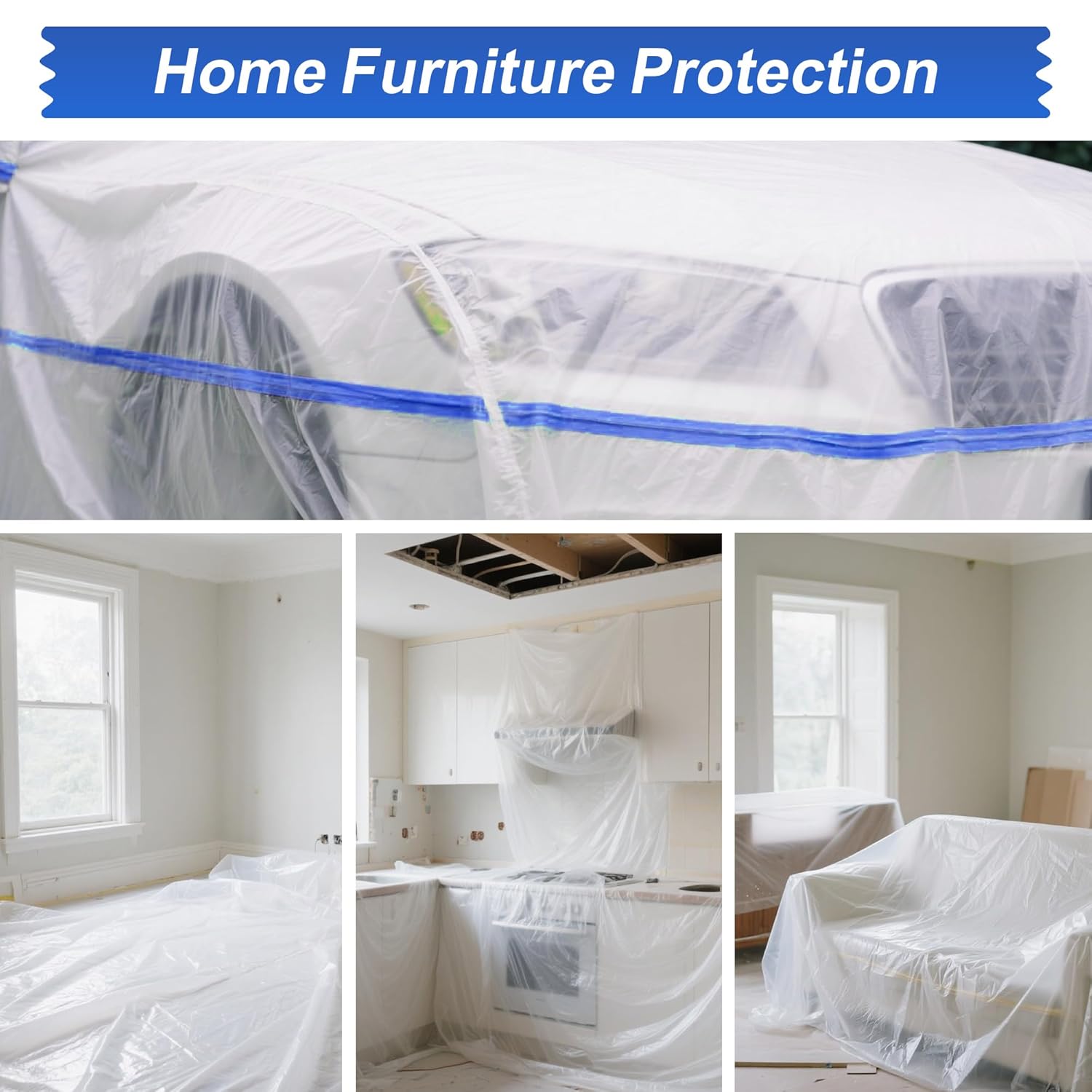 Thumbnail 6 de LLPT Tape and Drape Pre-Taped Masking Film | 2 Pack, 200cm x 20m – Versatile Painter's Plastic Dust Sheets
