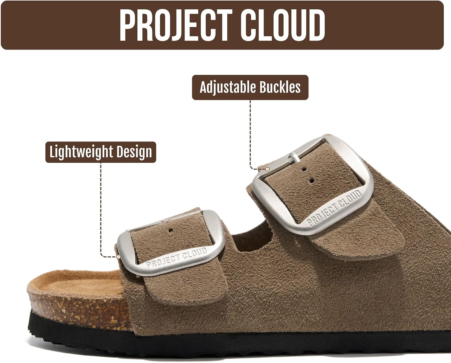 Detalle de Project Cloud 100% Genuine Leather Footbed Sandals for Women (Santorini)