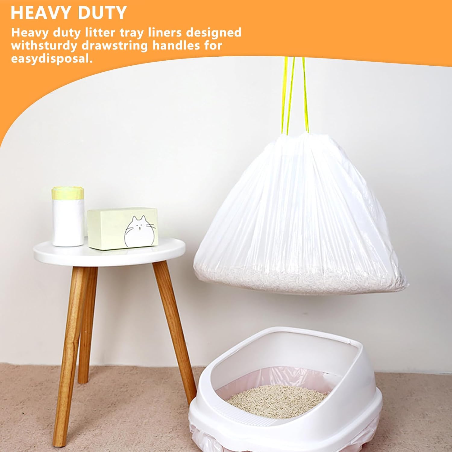 Detalle de 30Pcs Cat Litter Tray Liners 45x79cm – Heavy Duty Drawstring Bags for Large Litter Boxes