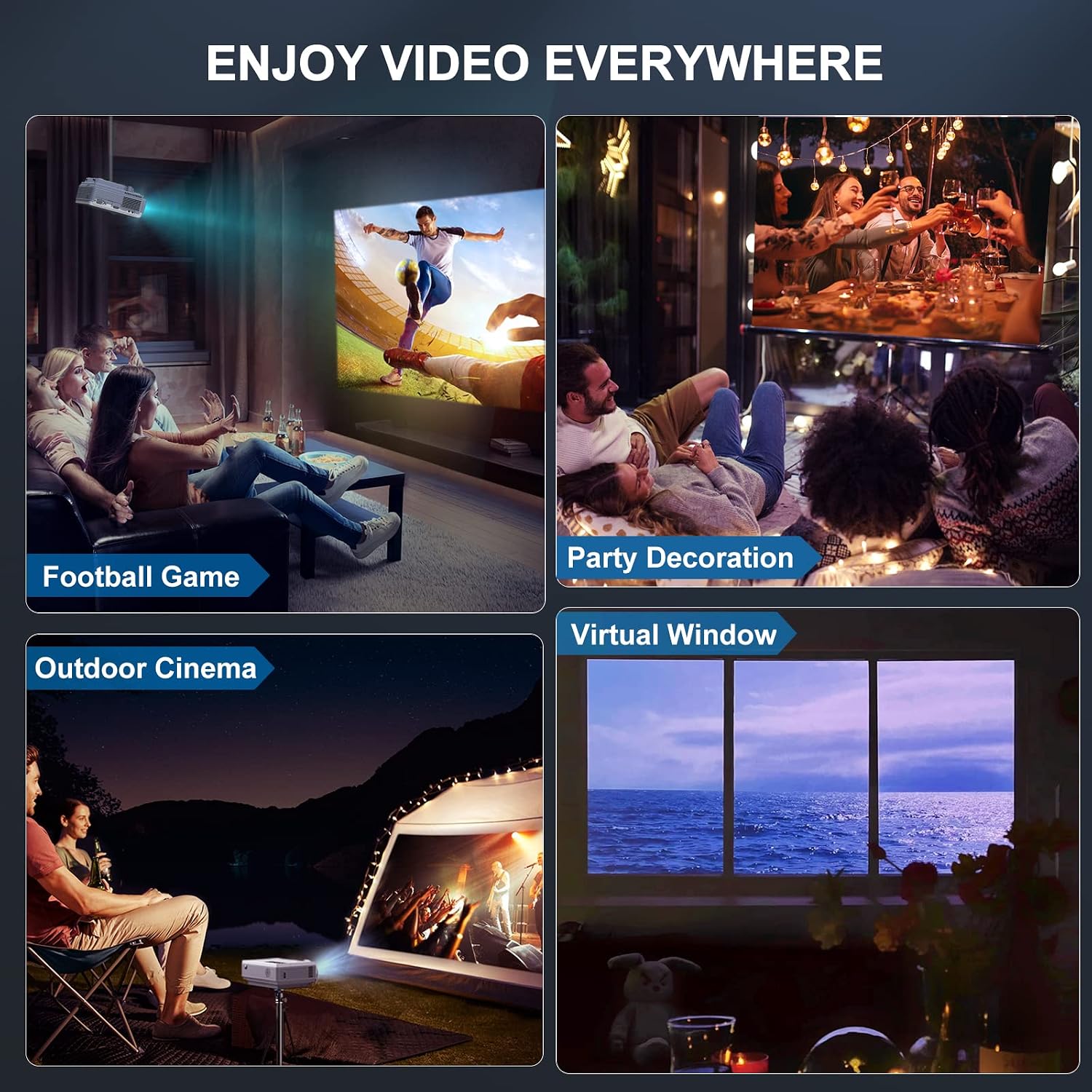 Thumbnail 6 de FUDONI Projector with Native 1080p, Dual-Band Wi-Fi and Bluetooth 5.3