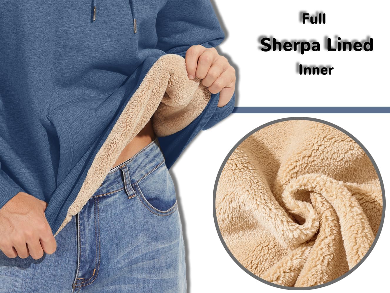 Thumbnail 5 de TACVASEN Men's Sherpa-Lined Pullover Hoodie with Kangaroo Pocket