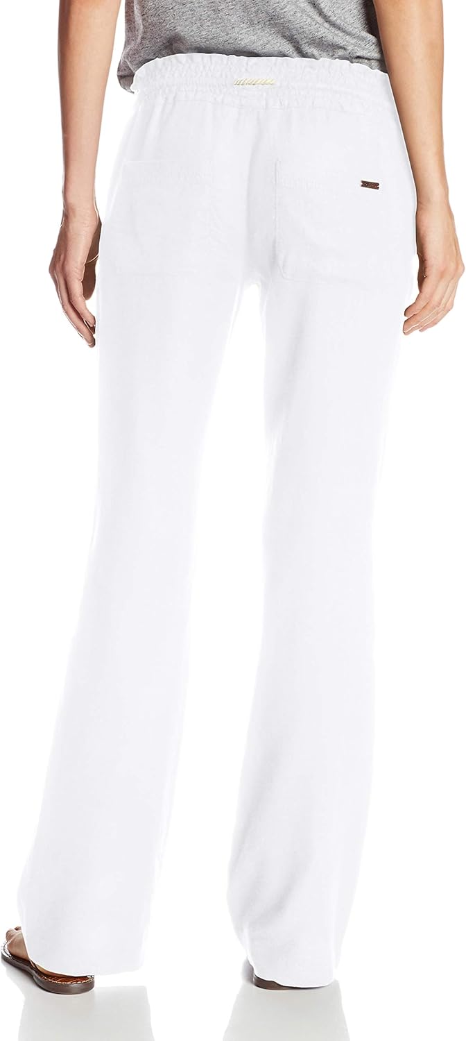 Detalle de Roxy Oceanside Pants pour Femme – Pantalon en lin et coton, coupe Flare
