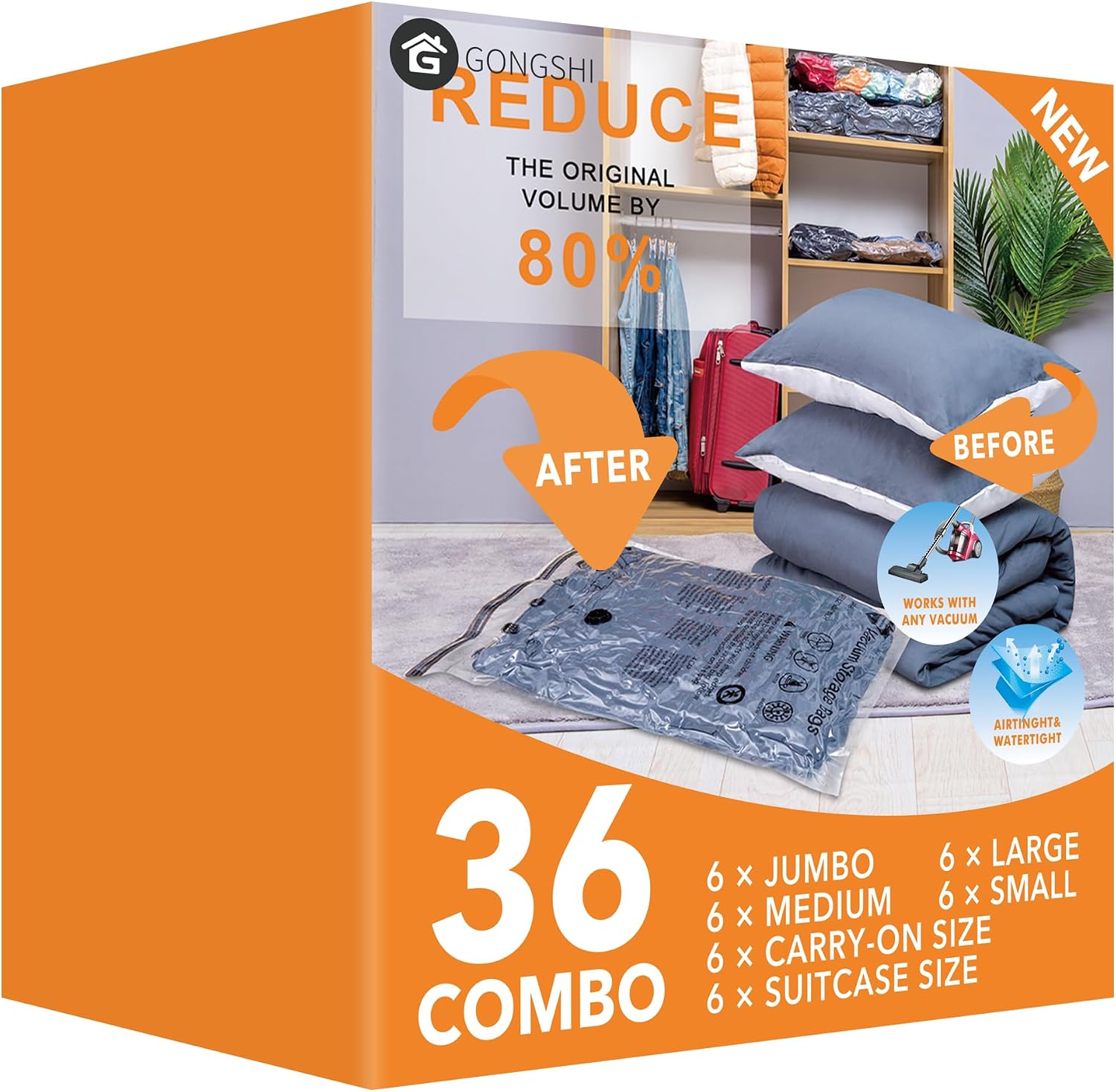 Detalle de GONGSHI Vacuum Storage Bags 36-Piece Set