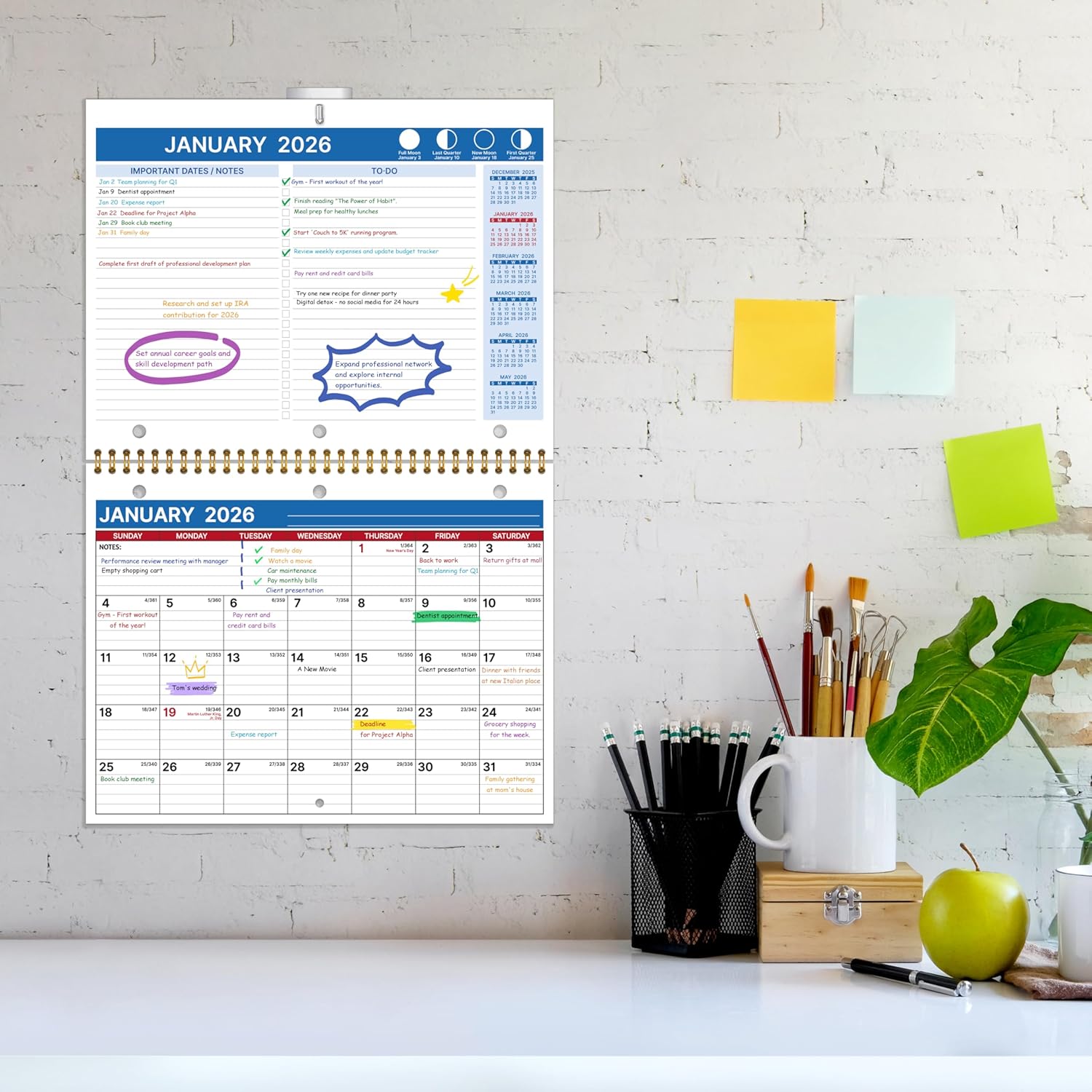 Detalle 2 de 2026 Wall Calendar 12 Month 8.5x11 đź“…