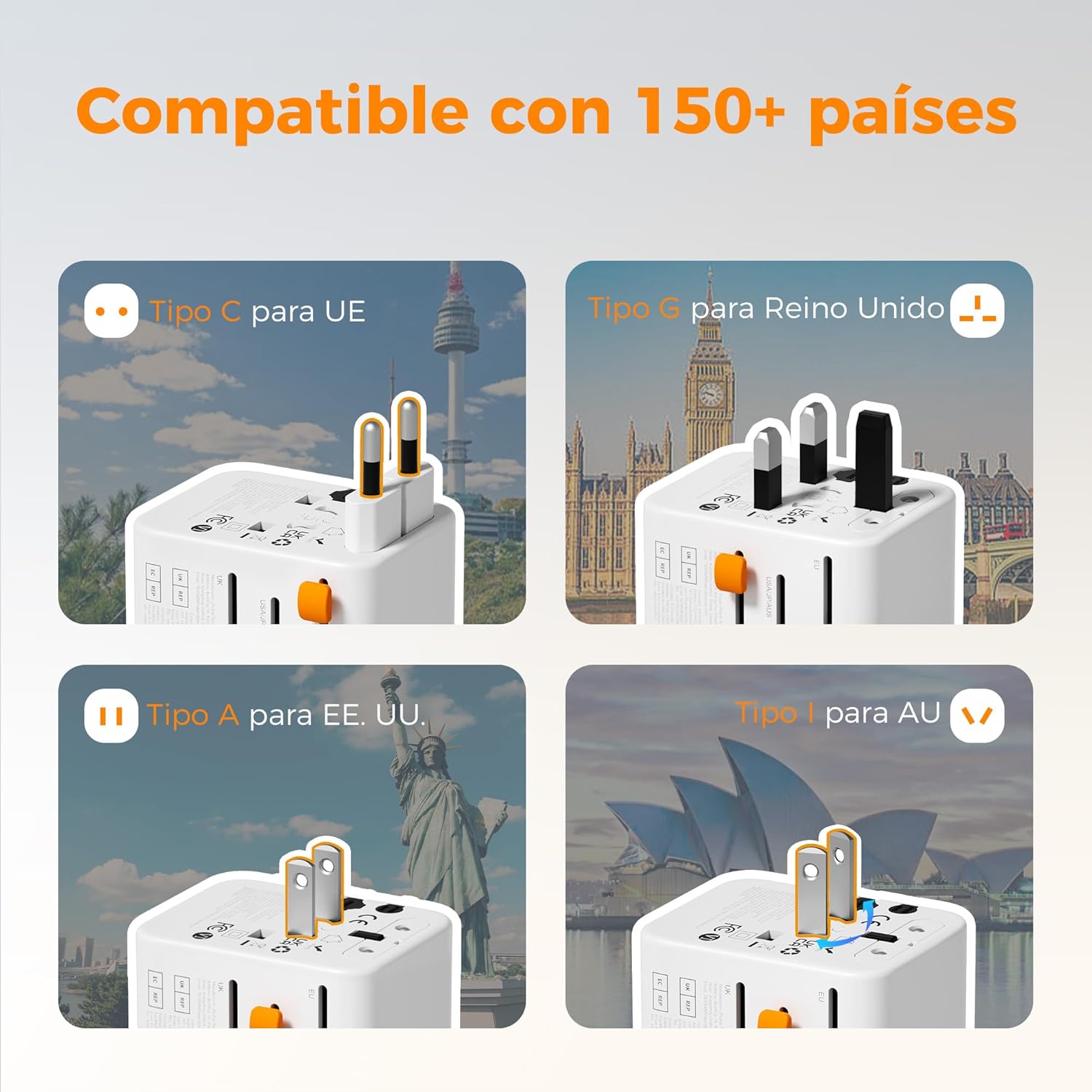 Thumbnail 2 de TESSAN Adaptador Universal 2 USB C 15W
