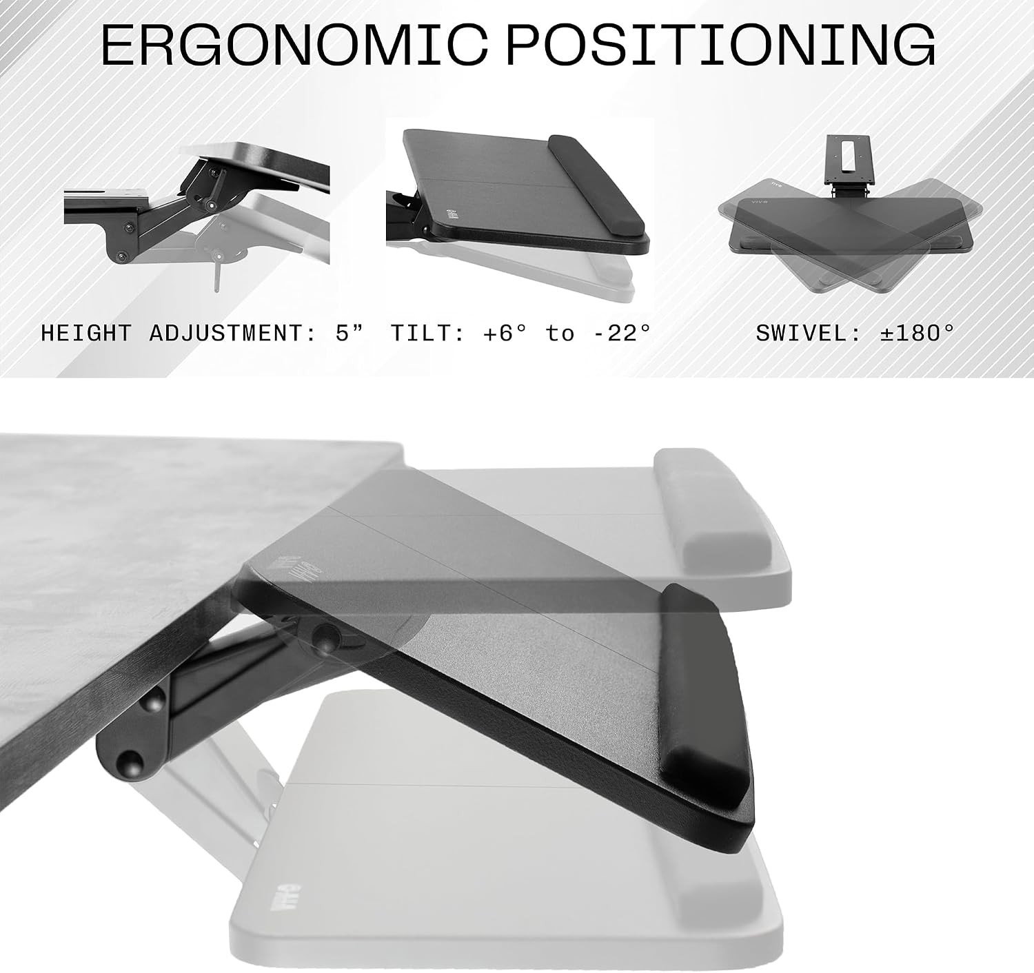 Thumbnail 2 de VIVO Under-Desk Keyboard Tray, 25 x 10 in