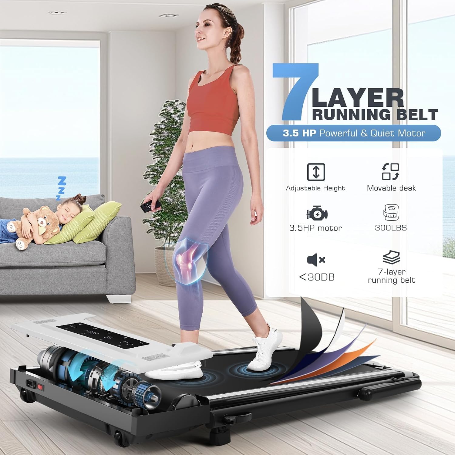 Thumbnail 6 de ANCHEER Walking Pad, 450-lb Capacity
