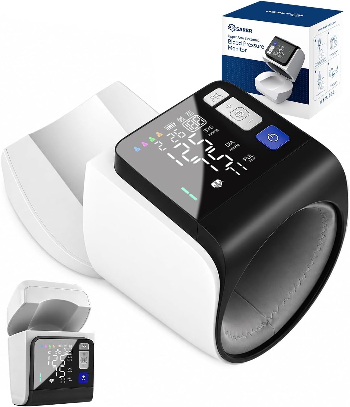 Detalle de Saker U90B No-Wrap Upper Arm Blood Pressure Monitor, 4 Users, 199-Reading Memory