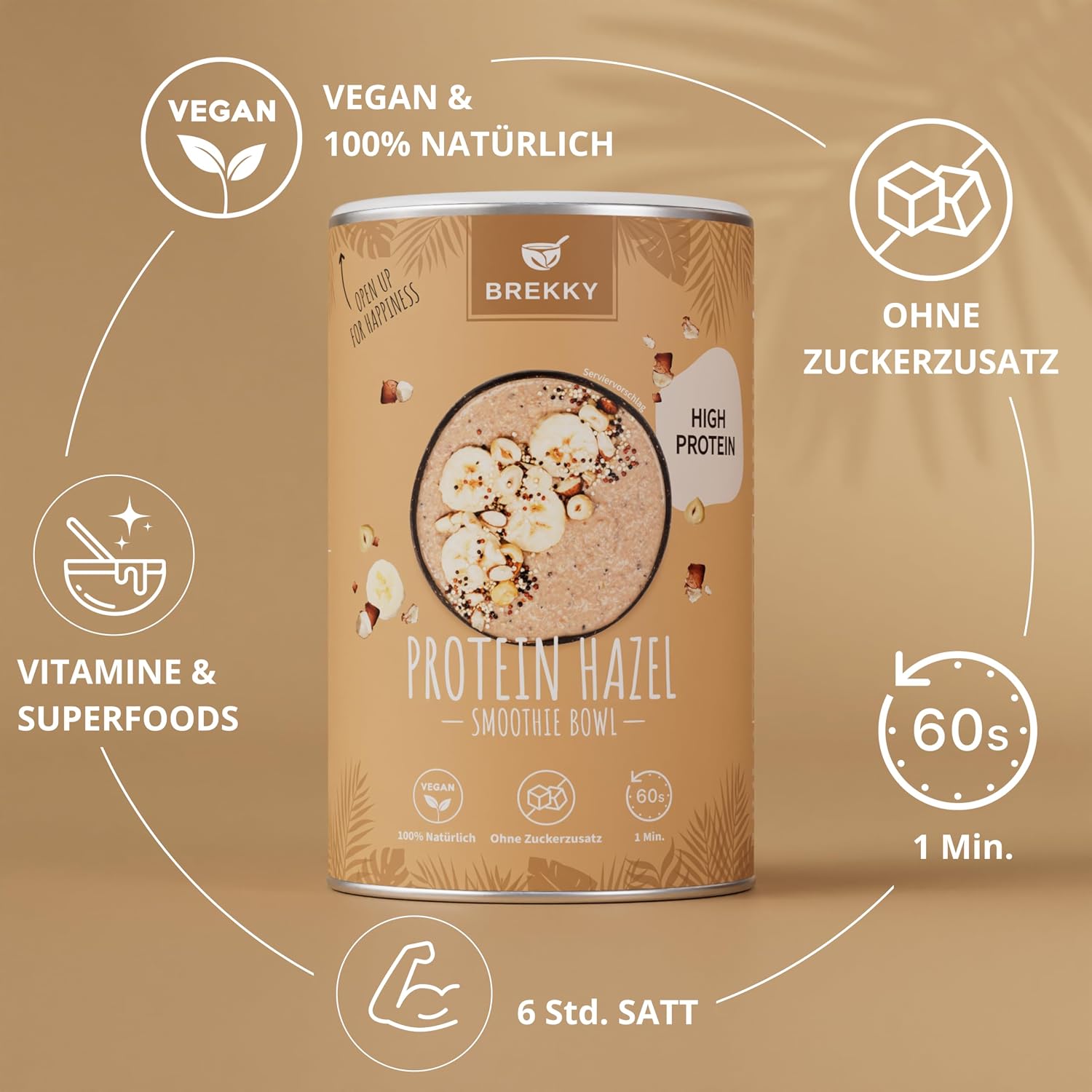 Detalle 2 de BREKKY Protein Hazel Smoothie Bowl (vegan, ohne Zuckerzusatz) – easy in 60 Sekunden zubereitet