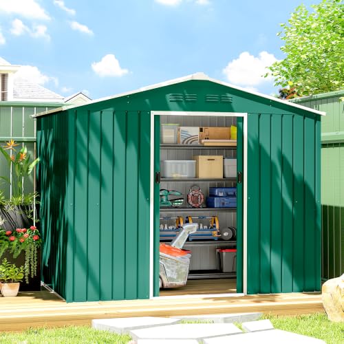Detalle de Outsunny Caseta de Jardín Exterior Metálica 3,6 m² (236x174x190 cm) Verde