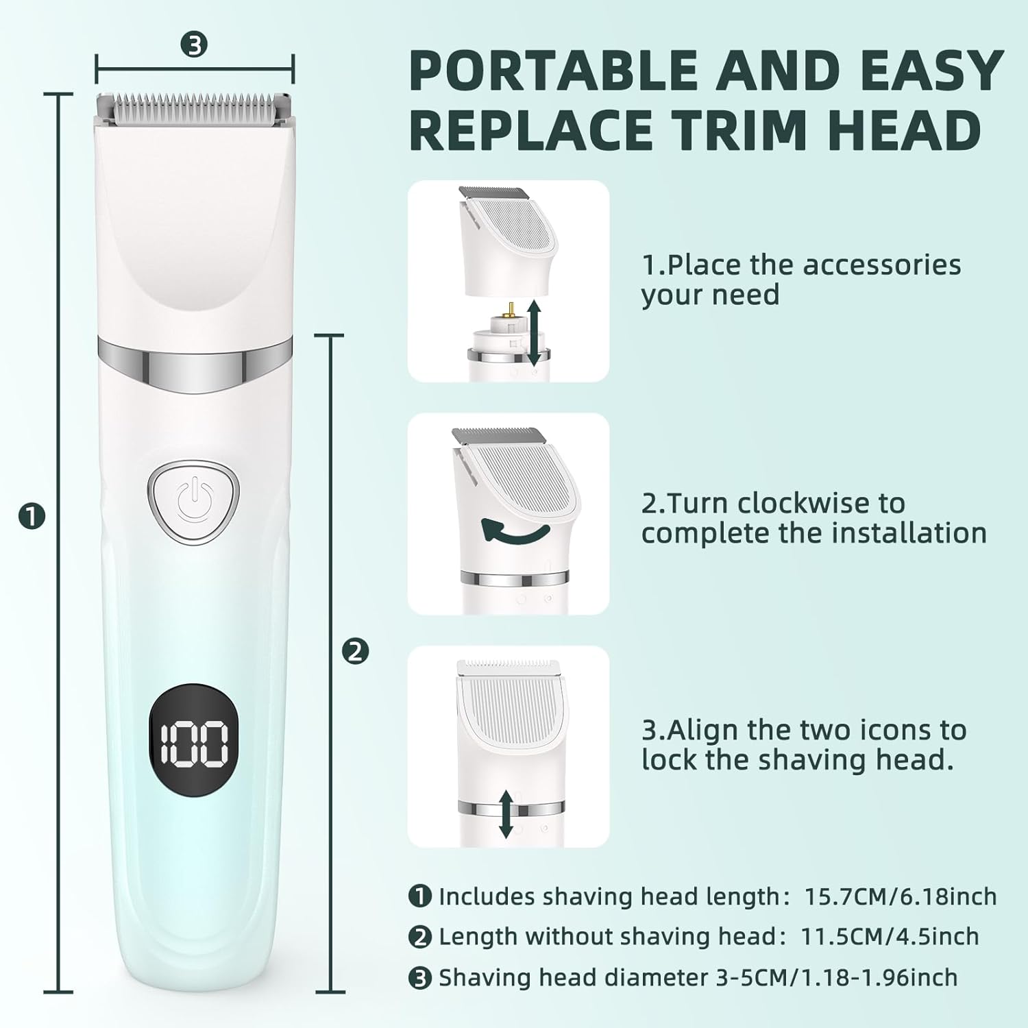 Thumbnail 6 de Lady Shaver for Women: 3-in-1 Wet & Dry Bikini Trimmer (Gradient Green)