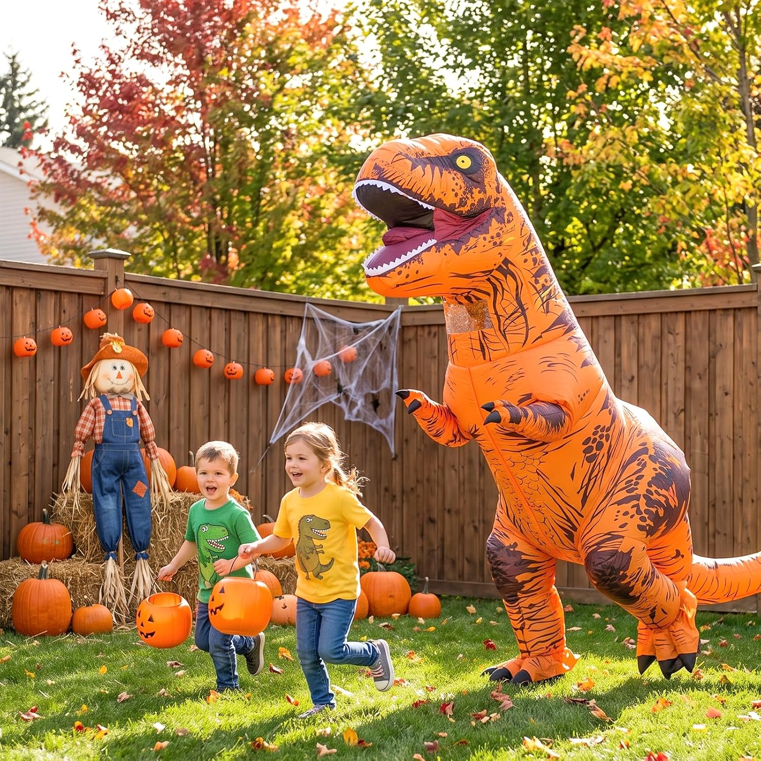 Detalle 2 de Rysotowy Inflatable T-Rex Dinosaur Costume for Adults with Clear Viewing Window