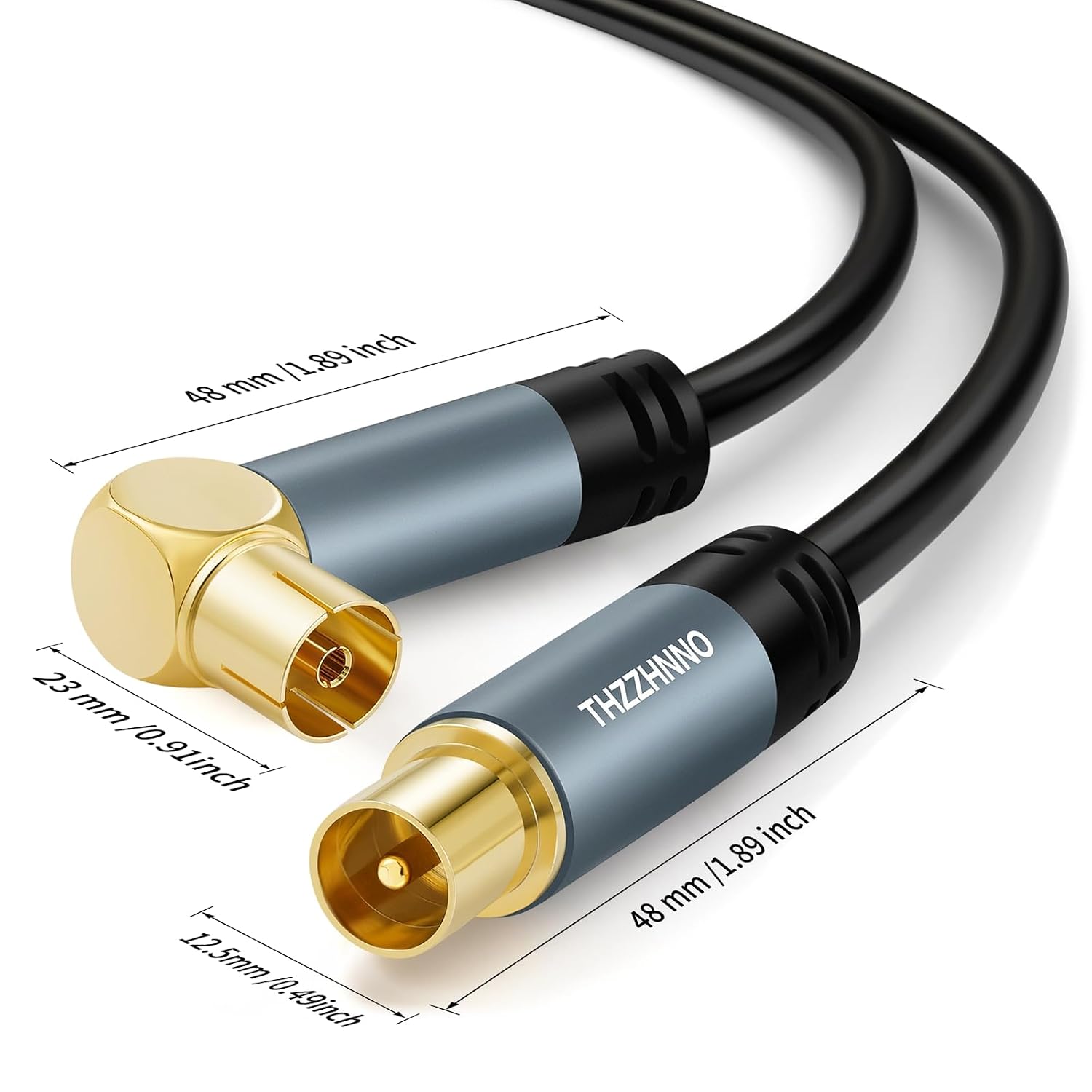 Detalle de Thzzhnno 90° Winkel RG6 Koaxialkabel 7,5 m – vergoldete Stecker, HDTV-Kompatibilität