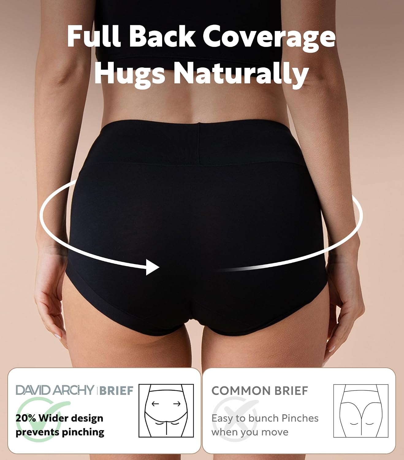 Thumbnail 5 de DAVID ARCHY Women’s High-Waisted Briefs, Moisture-Wicking, Soft, Breathable, 6-Pack