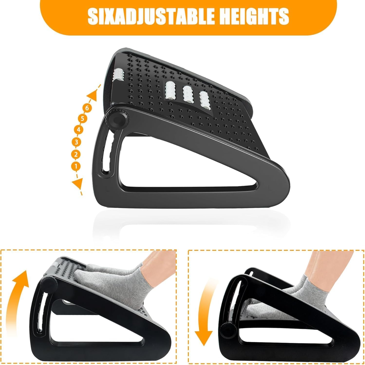 Detalle 2 de Office Foot Rest Adjustable Height with Roller Massager