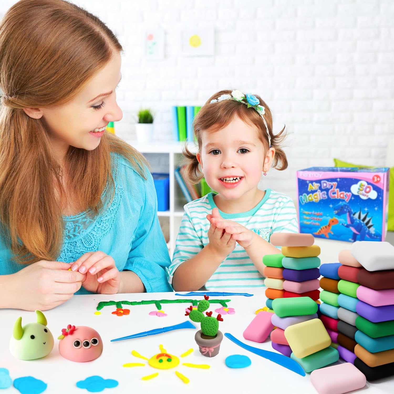 Thumbnail 6 de Air Dry Clay 50-Colour Modelling Clay Kit with 3 Tools & Guidebook (Ultra Light, Non-Toxic)