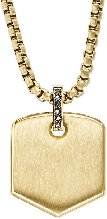 Thumbnail 6 de Fossil Collana da uomo con ciondolo a farfalla in acciaio inox tono oro, chiusura a moschettone