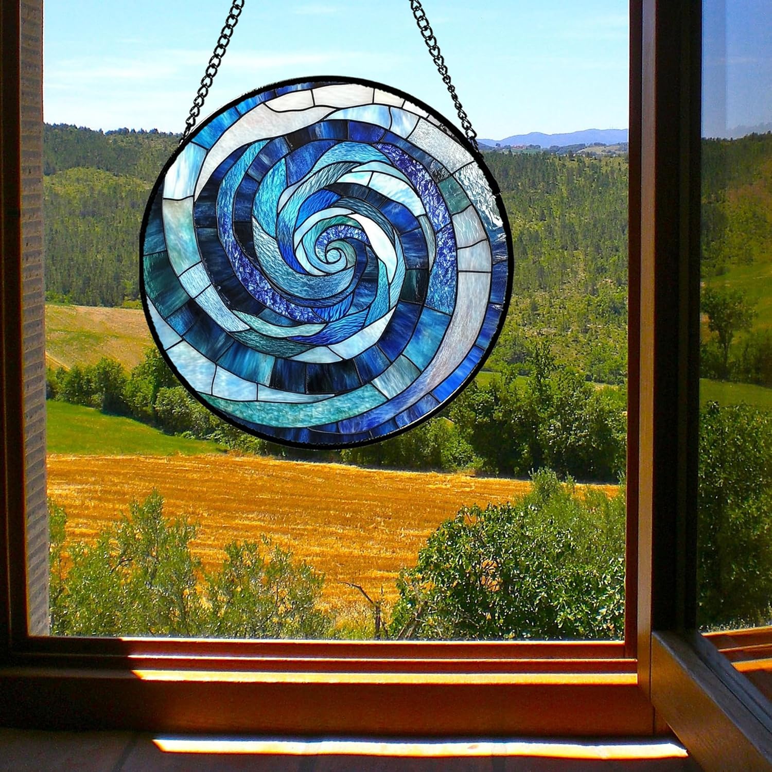 Detalle de CRISGIF Stained Glass Window Hanging 7.8 in