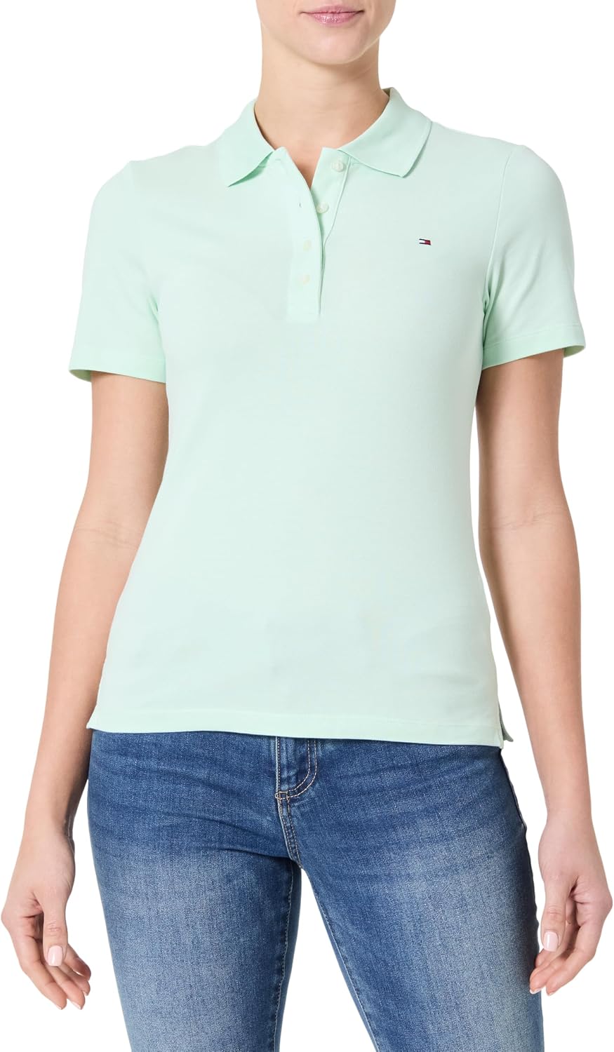 Detalle 2 de Tommy Hilfiger Women’s S/S Polo en coton piqué extensible (Collection 1985)
