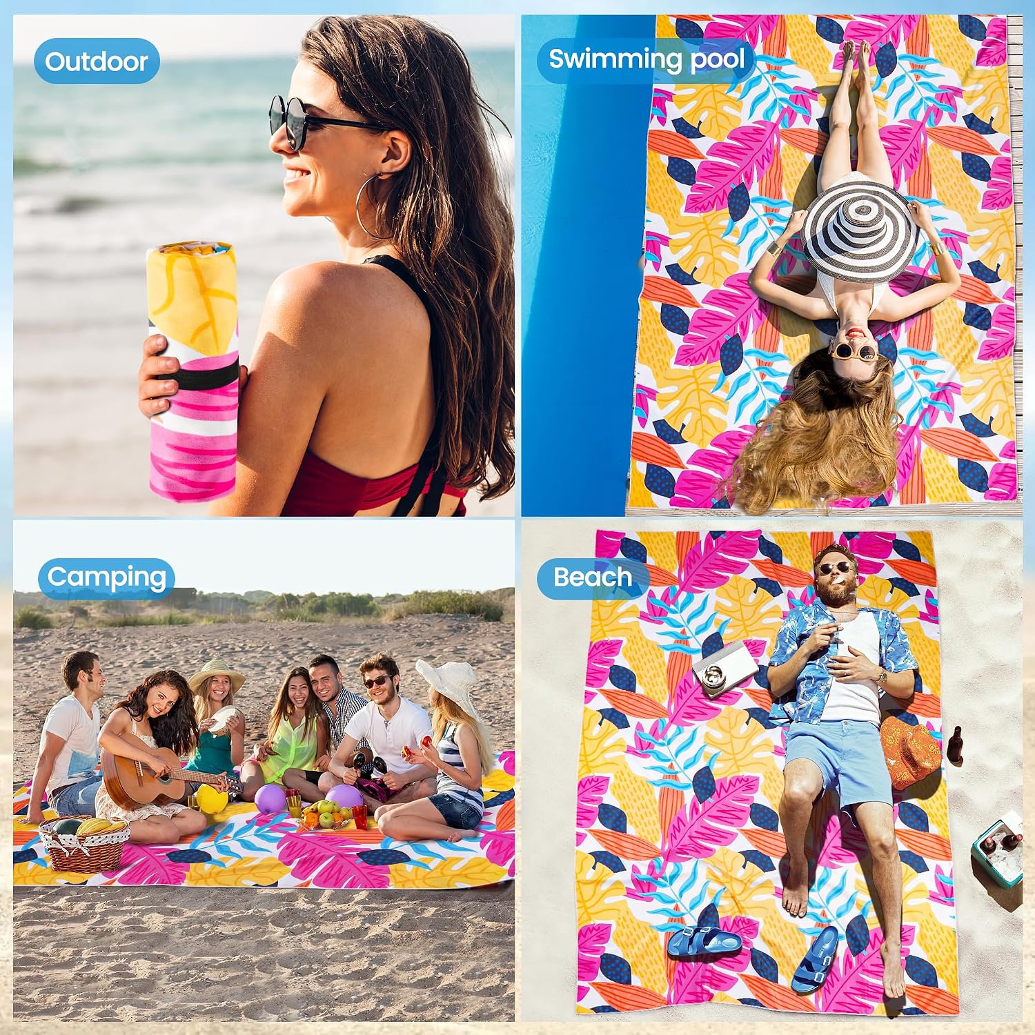 Thumbnail 6 de Hexify C0113-0652 XXL-strandhanddoek van microvezel, roze, 200 x 145 cm