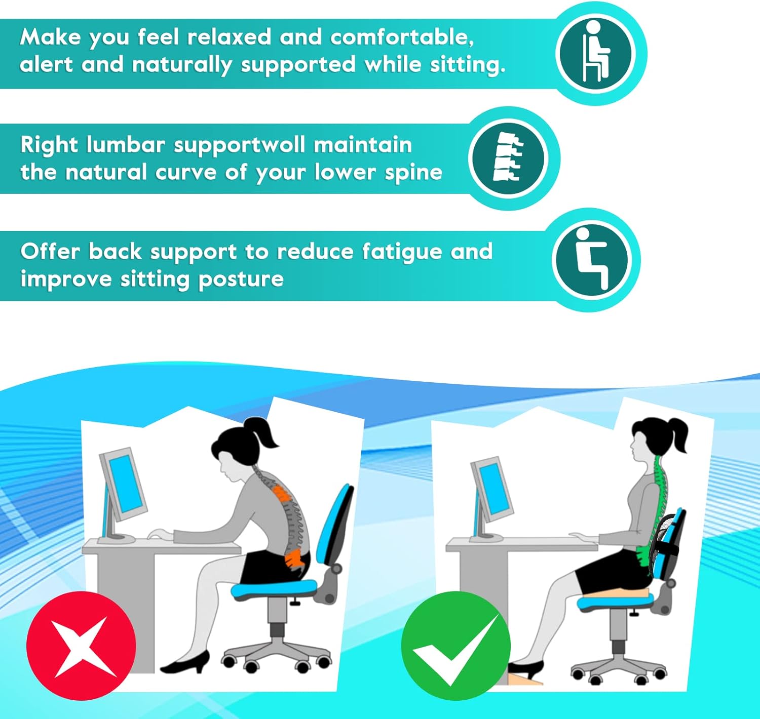 Detalle 2 de m zimoon Mesh Lumbar Support for Office Chair