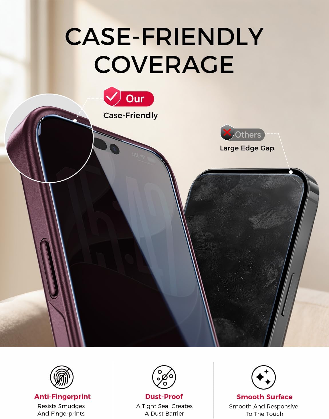 Thumbnail 6 de MAGIC JOHN 3rd Gen iPhone 18 Pro Max Privacy Screen Protector, 2-Pack 9H AR Glass
