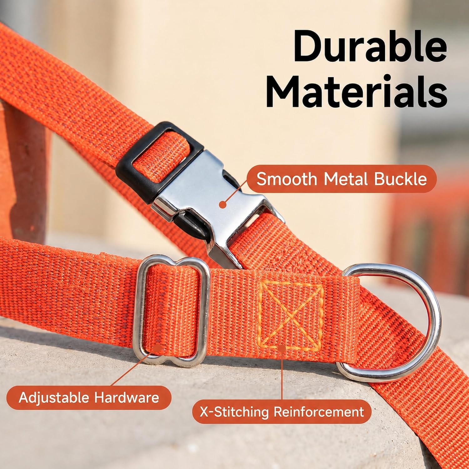Detalle 1 de TDTOK MDGE Martingale Dog Collar with Reflective Nylon and Metal Quick-Release Buckle