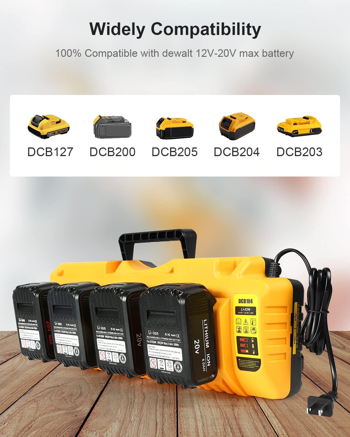Thumbnail 1 de Lenoya DCB104 Replacement for Dewalt 12V/20V Max Battery Charger Station