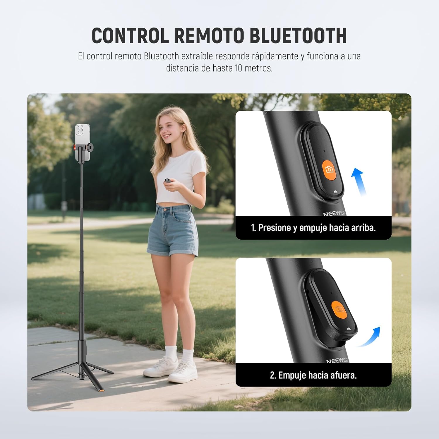Detalle de NEEWER Trípode Selfie 57,9" con Control Remoto 📸