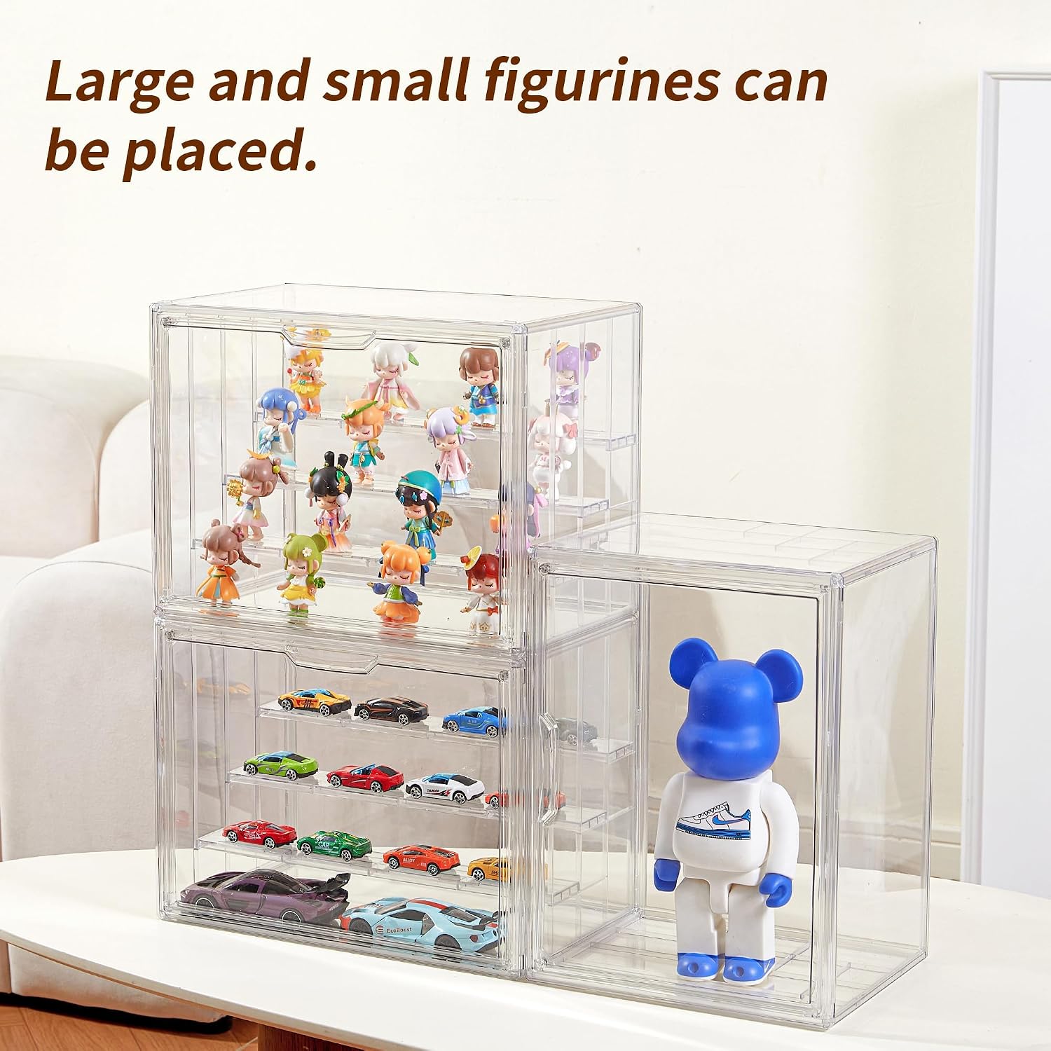 Detalle 2 de HCAEDE JXDPC Acrylic Display Case, 3-Layer Clear Cabinet with Magnetic Door