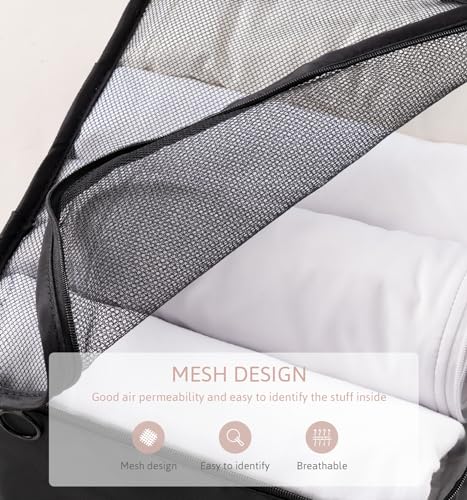 Detalle 1 de Meowoo organisateurs de valise 8 pièces, noirs et compressibles