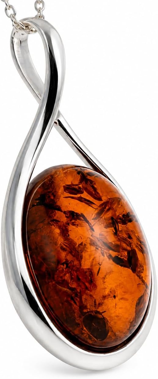 Detalle de Noda 1835 – Ciondolo classico in vera ambra baltica e argento Sterling 925 (senza catenina)